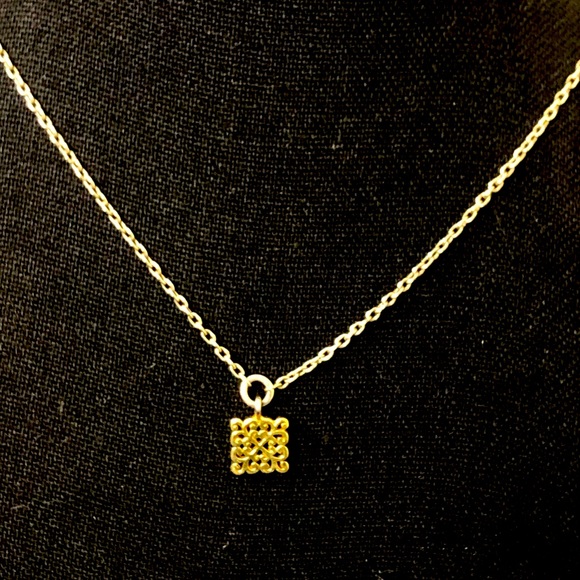 LOIS HILL Two Tone Sterling Silver Necklace Gold Plated Cut Out Scroll Pendant - Picture 2 of 10